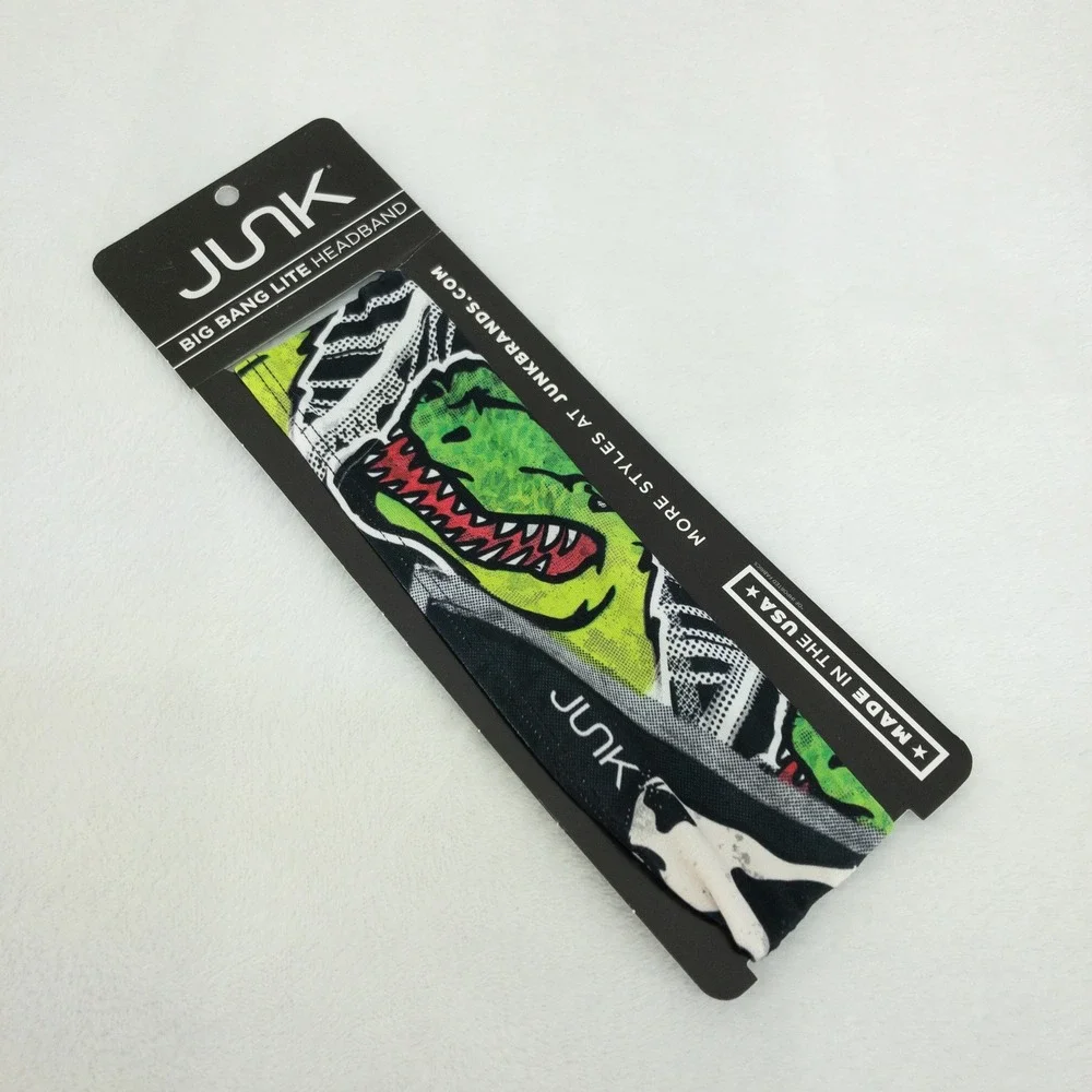 Junk Brands Headband Unisex OS Black Dino-Mite T-Rex Big Bang Lite Sweatband